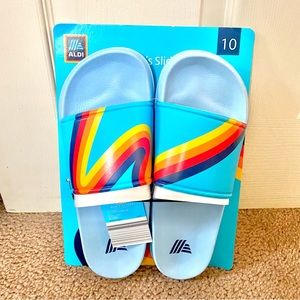 Aldi 2023 Gear Capsule Collection Men Size 10 Slides Light Blue NWT